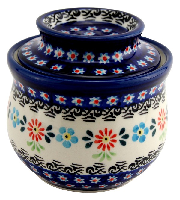 Polish Pottery French Butter Dish / Butter Bell 7.5 oz, Timeless Daisy Delight | Boleslawiec