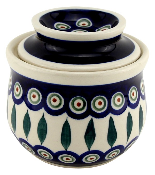 Polish Pottery French Butter Dish / Butter Bell 7.5 oz, Peacock | Boleslawiec