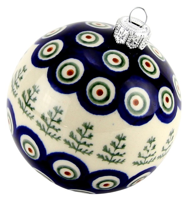 Polish Pottery Christmas Ball Ornament 3.5