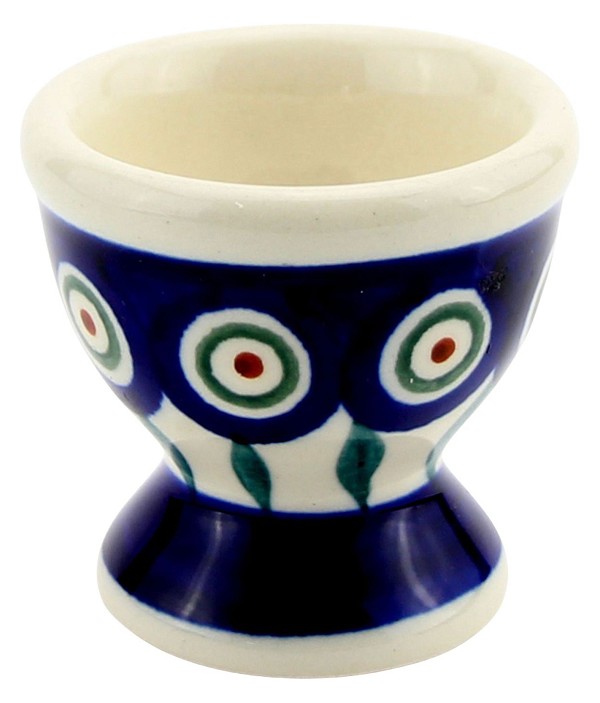 Polish Pottery Egg Cup for Soft-Boiled Eggs, Peacock | Boleslawiec