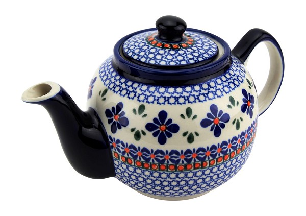 Polish Pottery Teapot 32 oz, Star Flower | Boleslawiec