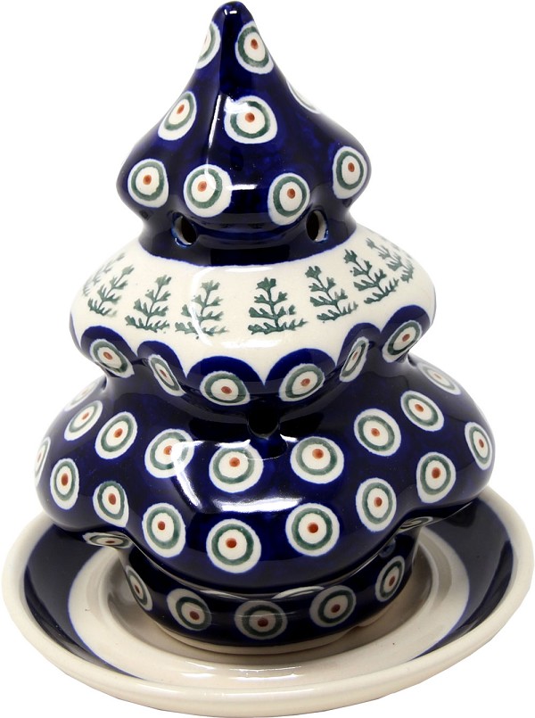 Polish Pottery Christmas Tree Luminary 7.5