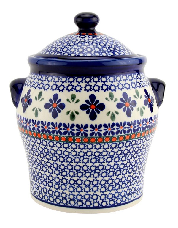 Polish Pottery Medium Canister 6.4 Cups, Star Flower | Boleslawiec