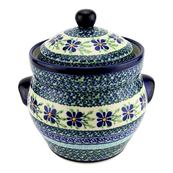 Polish Pottery Fermenting Crock 1.8 qt with Water-Seal Airlock, Sweet Violet | Boleslawiec