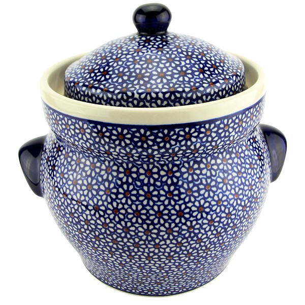 Polish Pottery Fermenting Crock 3.8 qt with Water-Seal Airlock, Daisy Dreams | Boleslawiec