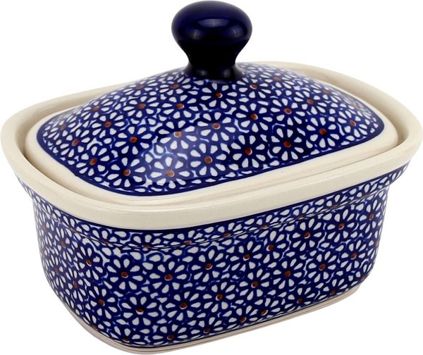 Polish Pottery Butter Dish with Lid 14 oz, Daisy Dreams | Boleslawiec