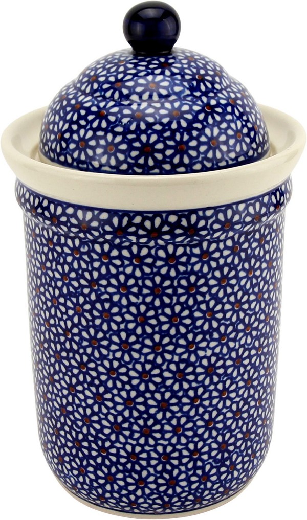 Polish Pottery Kitchen Canister with Lid 6 Cups / 45 oz, Daisy Dreams | Boleslawiec