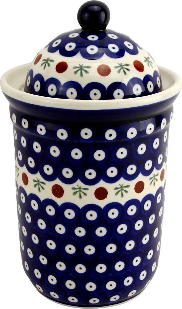 Polish Pottery Kitchen Canister with Lid 6 Cups / 45 oz, Nature | Boleslawiec