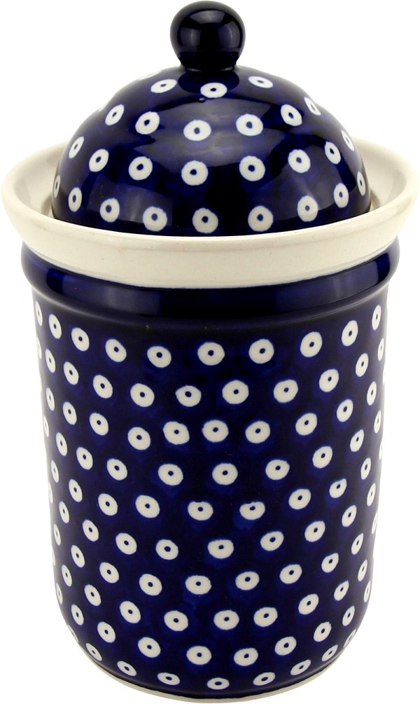 Polish Pottery Kitchen Canister with Lid 6 Cups / 45 oz, Polka Dot | Boleslawiec