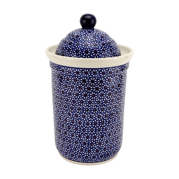 Polish Pottery Kitchen Canister with Lid 10 Cups / 2.5 qt, Daisy Dreams | Boleslawiec