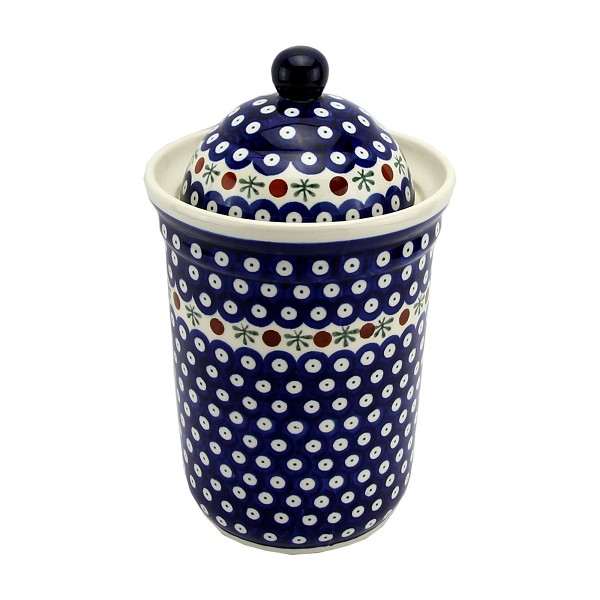 Polish Pottery Kitchen Canister with Lid 10 Cups / 2.5 qt, Nature | Boleslawiec