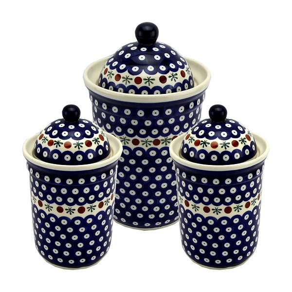 Polish Pottery 3-Piece Kitchen Canister Set, Nature | Boleslawiec