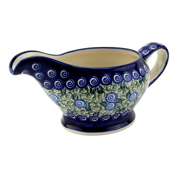 Polish Pottery Gravy Boat 16 oz, Blue Serenity Swirls | Boleslawiec