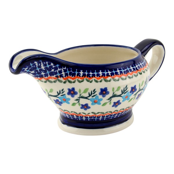 Polish Pottery Gravy Boat 16 oz, Blue Blossom | Boleslawiec