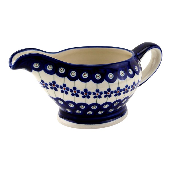Polish Pottery Gravy Boat 16 oz, Floral Peacock | Boleslawiec