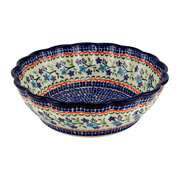 Polish Pottery Scalloped Serving Bowl 9.5