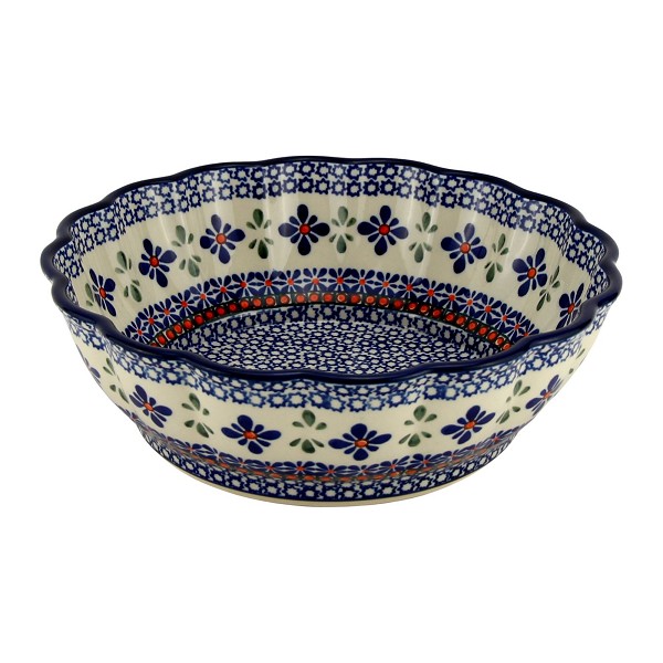 Polish Pottery Scalloped Serving Bowl 9.5