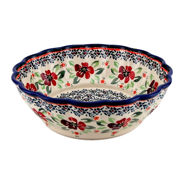 Polish Pottery Scalloped Serving Bowl 9.5