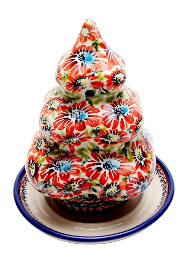 Polish Pottery Christmas Tree Luminary 7.5