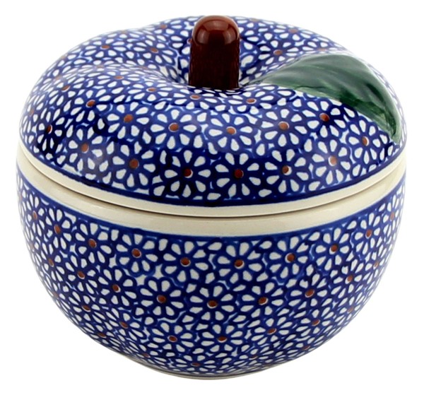 Polish Pottery Apple Baker with Lid 14 oz, Daisy Dreams | Boleslawiec