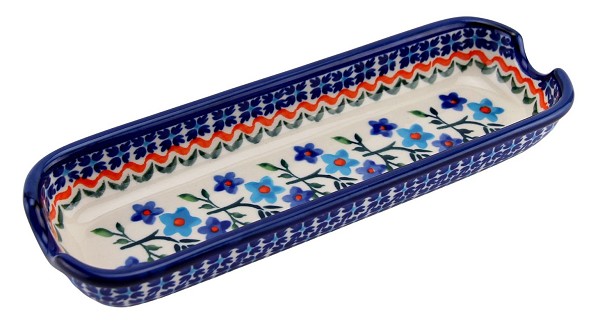 Polish Pottery Corn Cob Holder & Dish 8.75