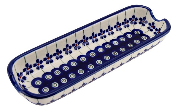 Polish Pottery Corn Cob Holder & Dish 8.75