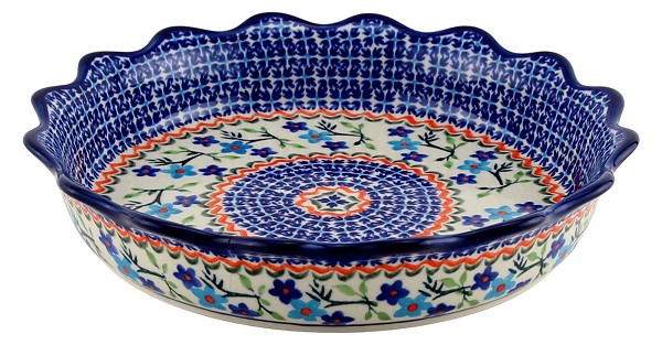Polish Pottery Fluted Pie & Quiche Dish 9