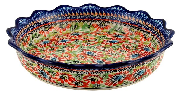 Polish Pottery Fluted Pie & Quiche Dish 9