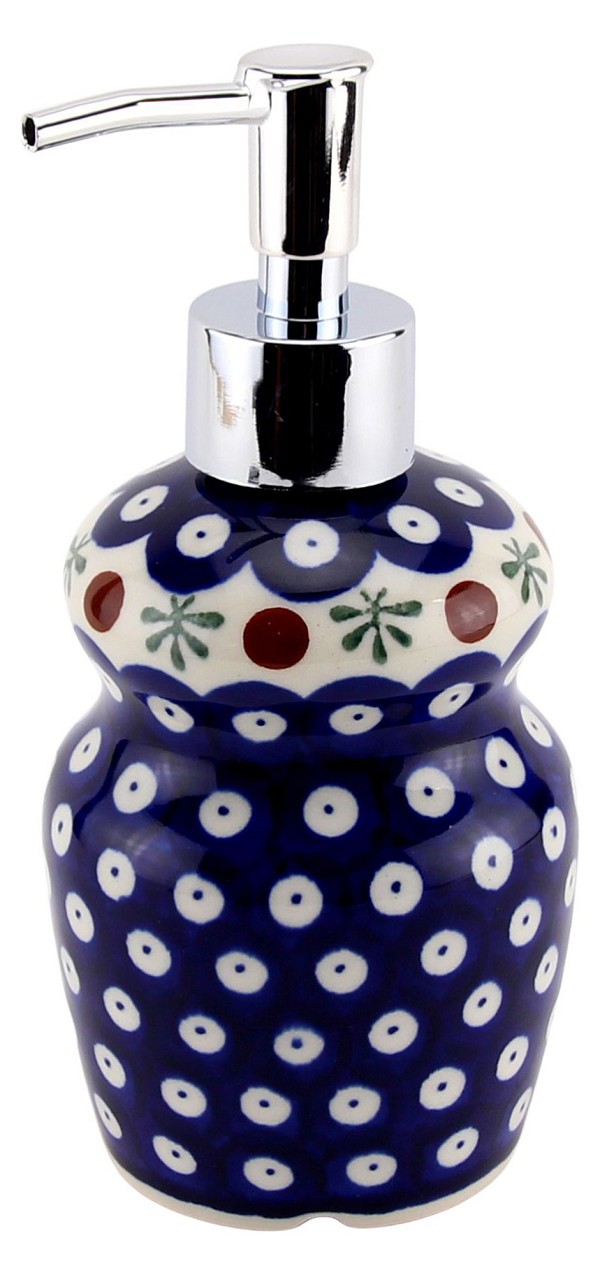 Polish Pottery Soap Dispenser 11 oz with Stainless Steel Pump, Nature | Boleslawiec