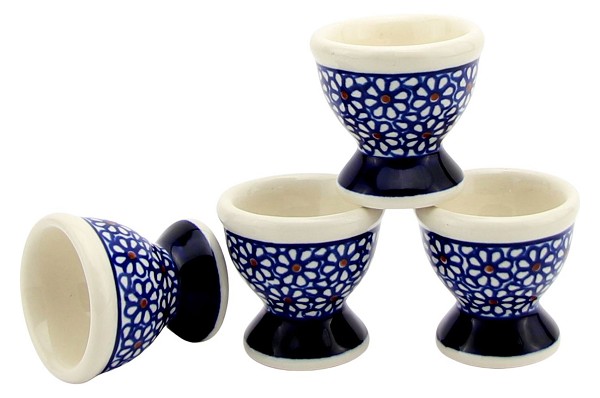 Polish Pottery Egg Cup Set of 4 for Soft-Boiled Eggs, Daisy Dreams | Boleslawiec