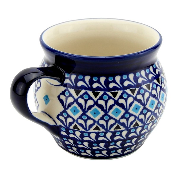 Polish Pottery Bubble Coffee Mug 16 oz, Blue Diamond Dream | Boleslawiec