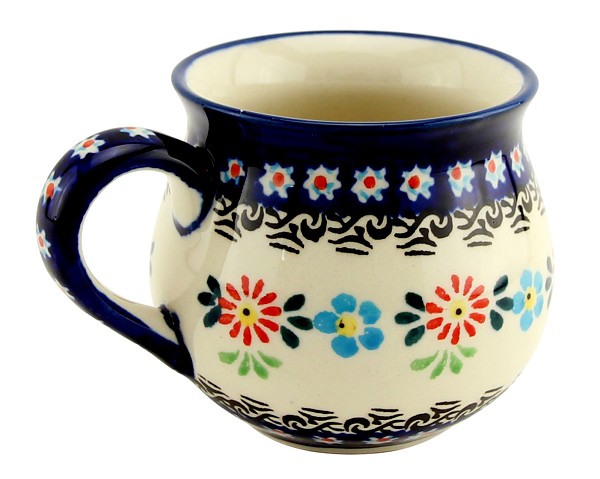 Polish Pottery Coffee Mug 8 oz, Timeless Daisy Delight | Boleslawiec