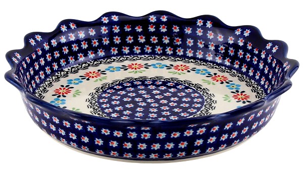 Polish Pottery Fluted Pie & Quiche Dish 9