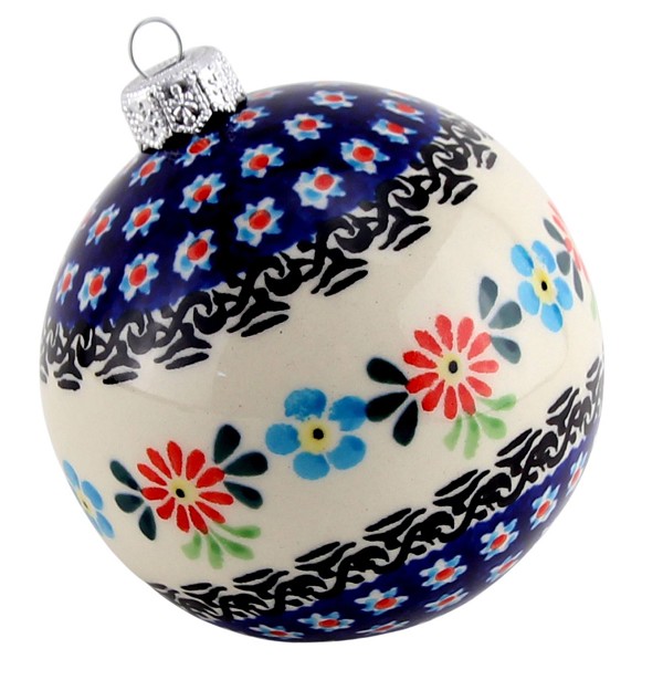 Polish Pottery Christmas Ball Ornament 3.5