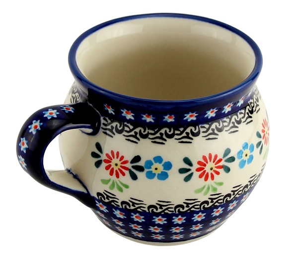 Polish Pottery Bubble Coffee Mug 16 oz, Timeless Daisy Delight | Boleslawiec