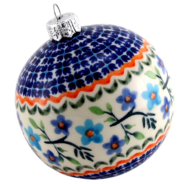 Polish Pottery Christmas Ball Ornament 3.5