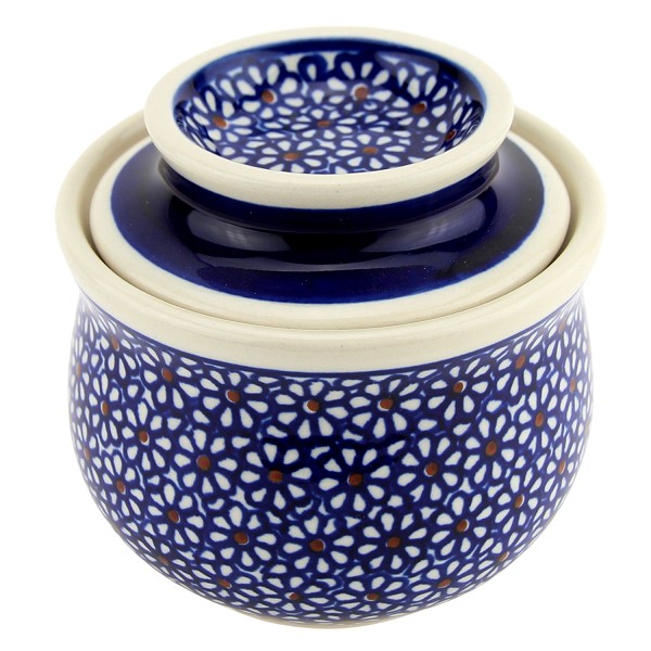 Polish Pottery French Butter Dish / Butter Bell 7.5 oz, Daisy Dreams | Boleslawiec