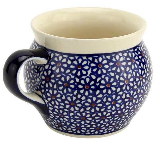 Polish Pottery Bubble Coffee Mug 16 oz, Daisy Dreams | Boleslawiec