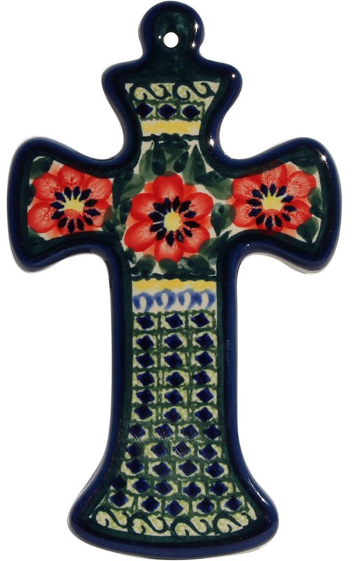 Polish Pottery Cross 7.5