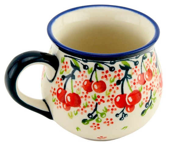 Polish Pottery Coffee Mug 8 oz, Cherry Blossom Bliss | Boleslawiec