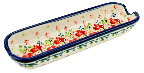 Polish Pottery Corn Cob Holder & Dish 8.75