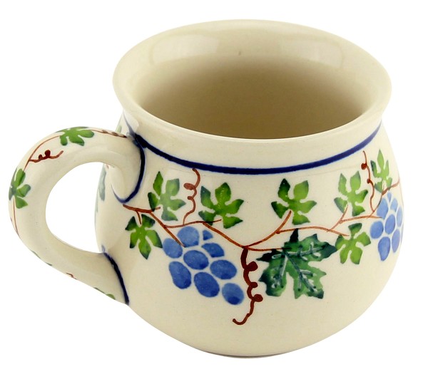 Polish Pottery Coffee Mug 8 oz, Grapevine Serenity | Boleslawiec