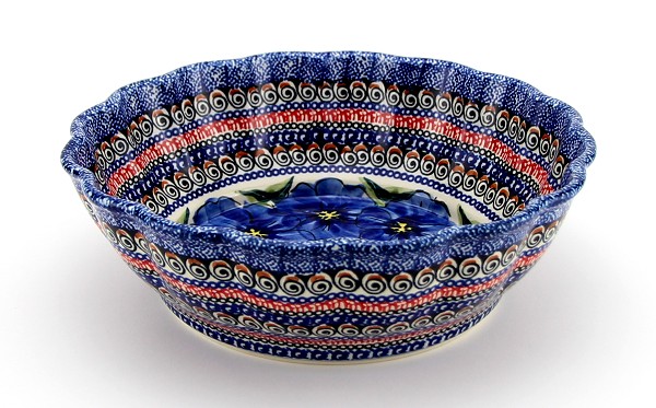 Polish Pottery Scalloped Serving Bowl 9.5