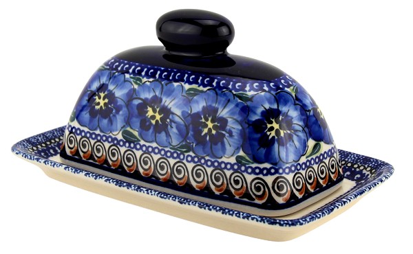 Polish Pottery Butter Dish with Lid, Regal Bouquet Unikat | Boleslawiec