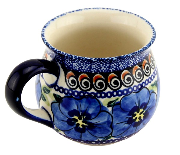 Polish Pottery Coffee Mug 8 oz, Regal Bouquet Unikat | Boleslawiec