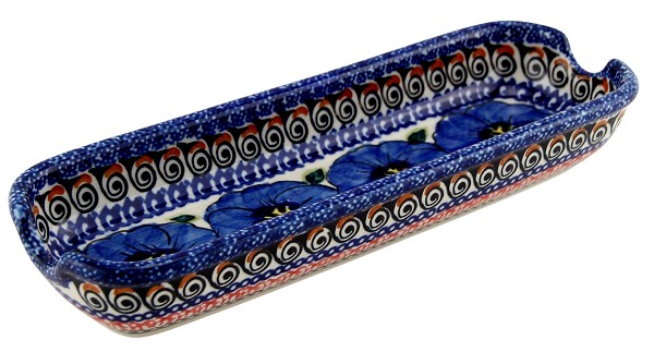 Polish Pottery Corn Cob Holder & Dish 8.75