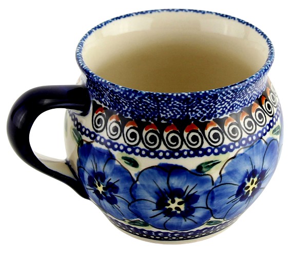 Polish Pottery Bubble Coffee Mug 16 oz, Regal Bouquet Unikat | Boleslawiec