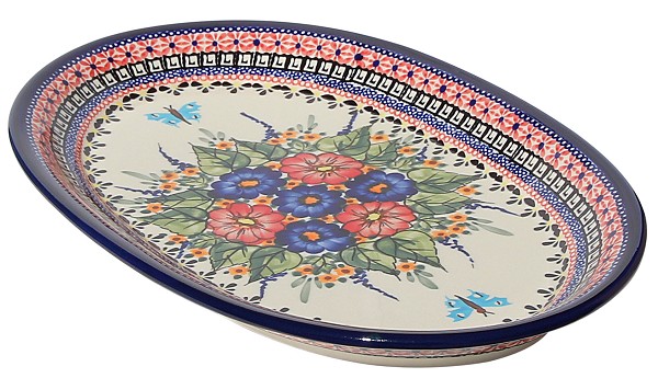 Polish Pottery Large Oval Serving Platter 14.25