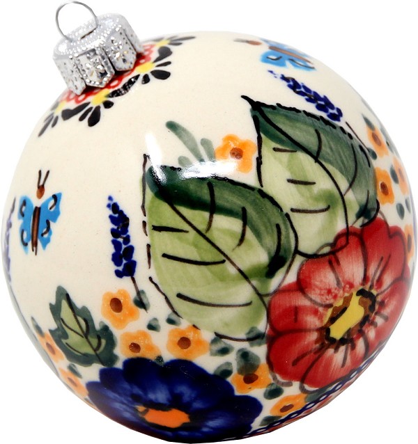 Polish Pottery Christmas Ball Ornament 3.5