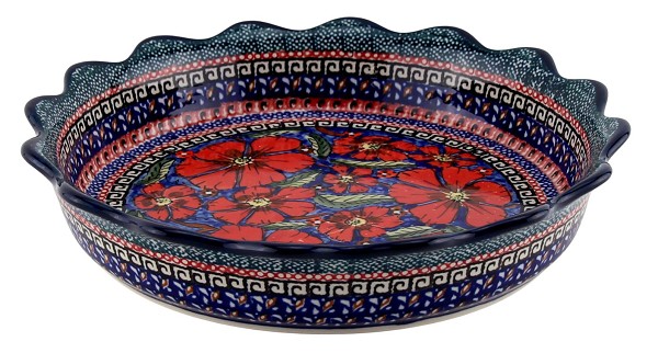 Polish Pottery Fluted Pie & Quiche Dish 9